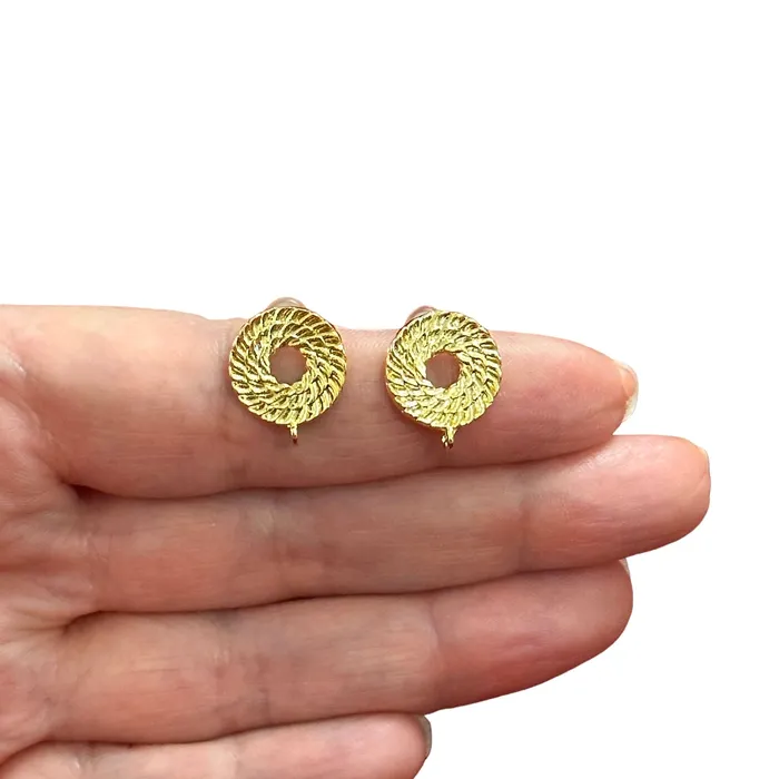 24Kt Gold Plated Brass Stud Earrings 2 pcs in a pack Peppy Beads Earrings