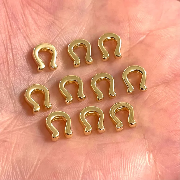 24Kt Gold Plated Horse Shoe Spacer Charms 10 Pcs in a Pack Peppy Beads Earrings 24Kt Gold Plated Horse Shoe Spacer Charms 10 Pcs in a Pack Peppy Beads Earrings