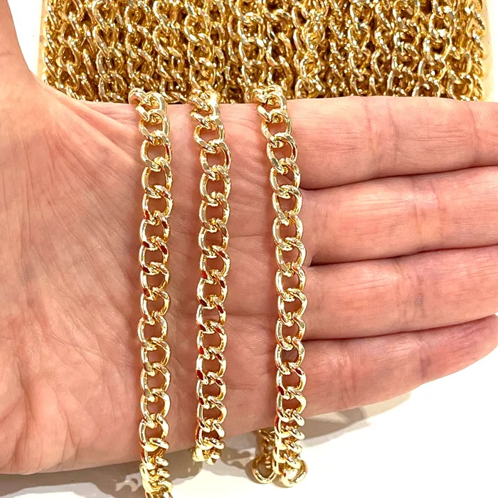 24Kt Shiny Gold Plated Chain 10x7mm Gold Plated Chain Peppy Beads Necklaces