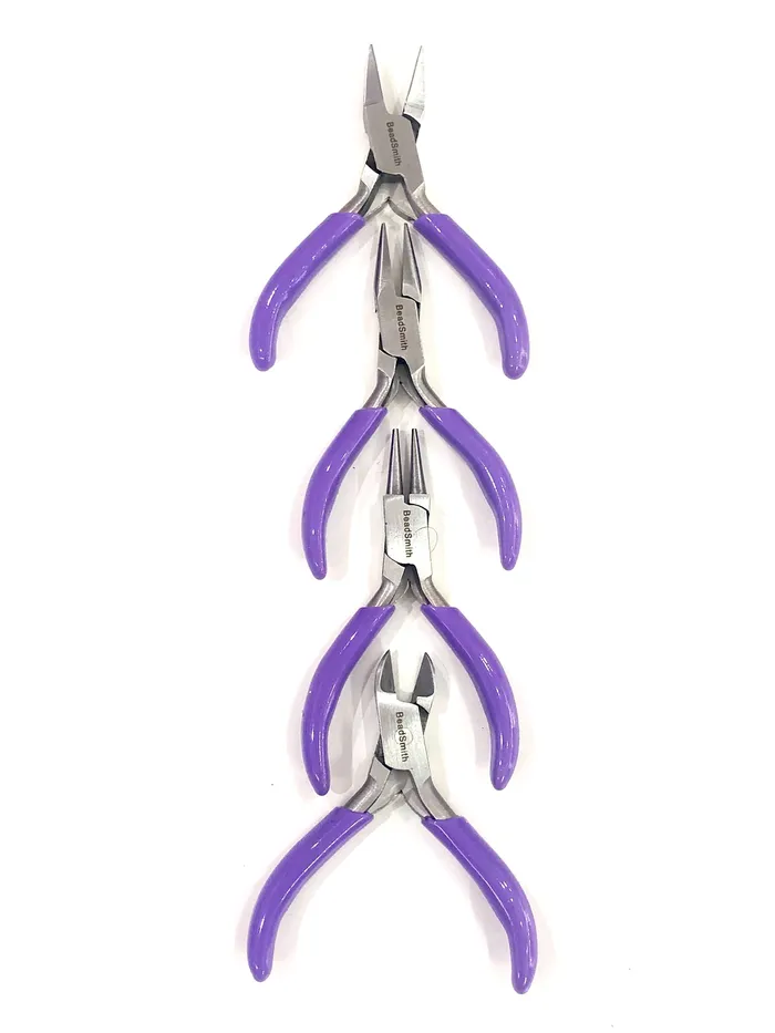 4 Piece Mini Plier Set With Purple Handles Beadsmith Plier Set Peppy Beads Earrings 4 Piece Mini Plier Set With Purple Handles Beadsmith Plier Set Peppy Beads Earrings