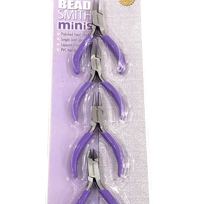 4 Piece Mini Plier Set With Purple Handles Beadsmith Plier Set Peppy Beads Earrings 4 Piece Mini Plier Set With Purple Handles Beadsmith Plier Set Peppy Beads Earrings