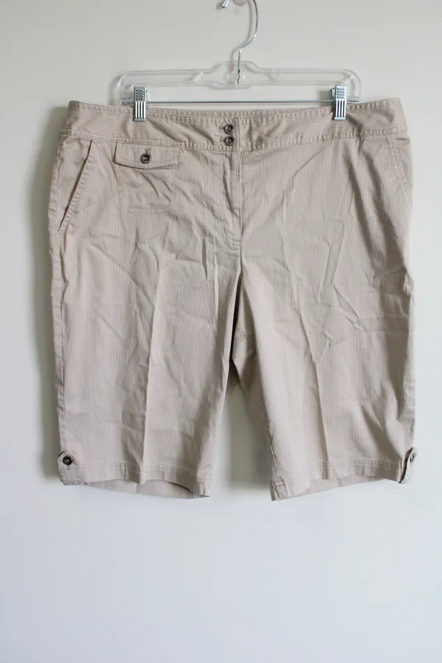 Additions By Chicos Tan White Striped Shorts 3 XL16 Chicos Rings