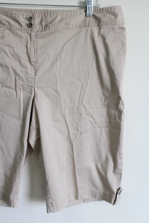 Additions By Chicos Tan White Striped Shorts 3 XL16 Chicos Rings