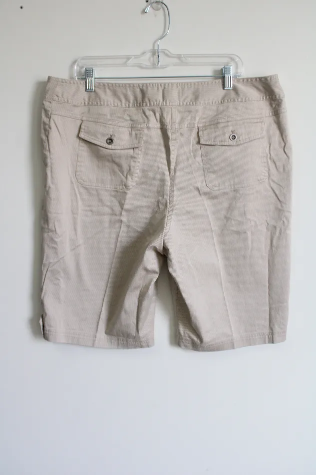 Additions By Chicos Tan White Striped Shorts 3 XL16 Chicos Rings