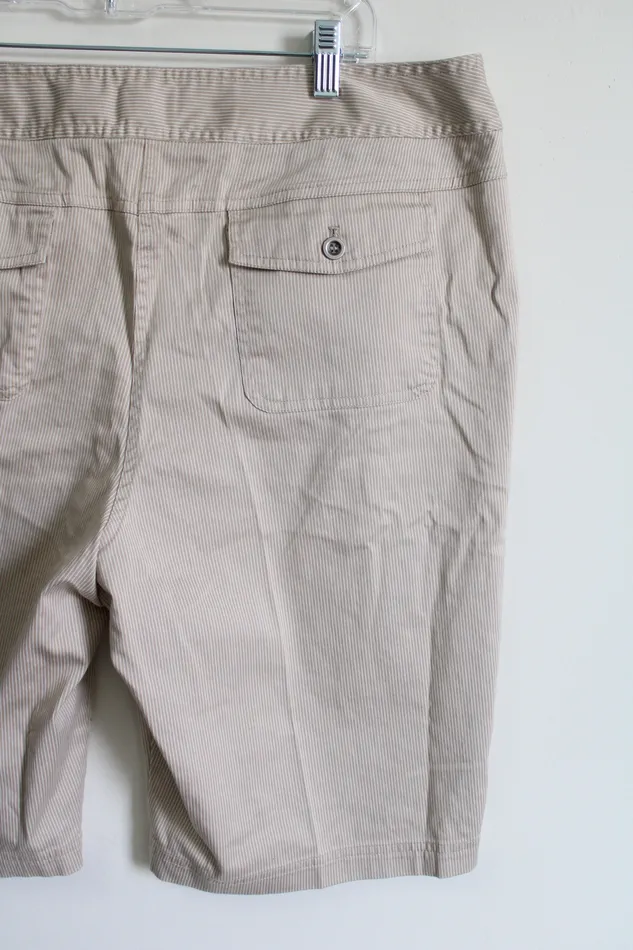 Additions By Chicos Tan White Striped Shorts 3 XL16 Chicos Rings