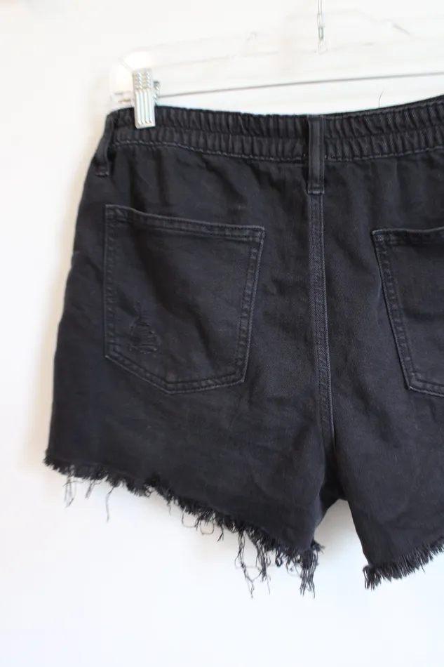 Aerie Rings Aerie Black Distressed Denim Shorts M