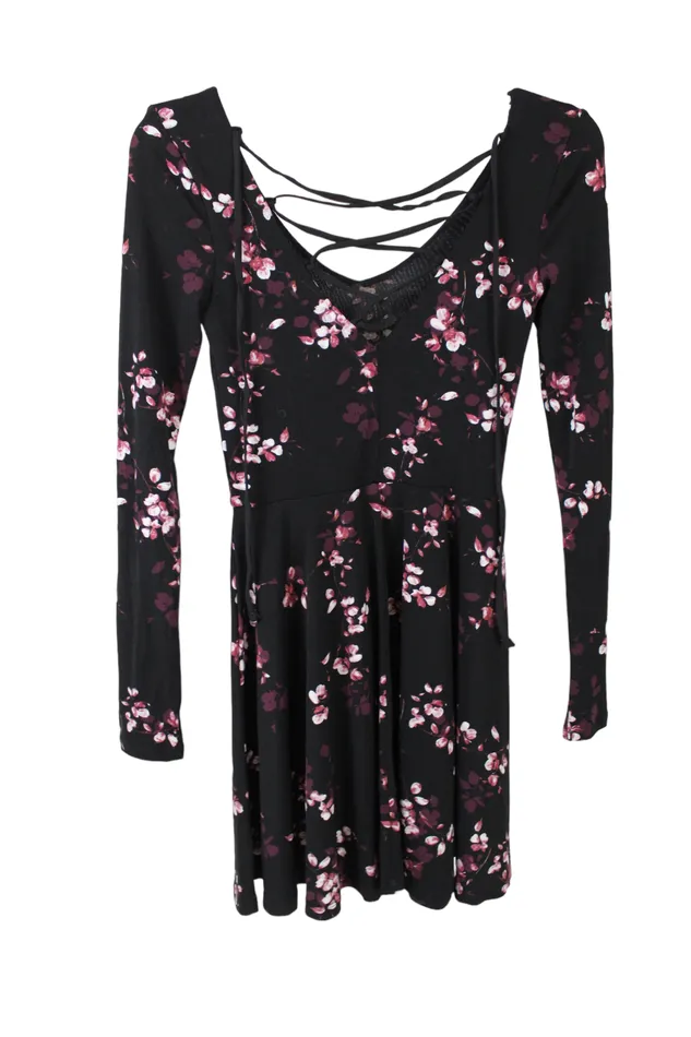 Aeropostale Rings Aeropostale Black Floral Stretch Dress XS