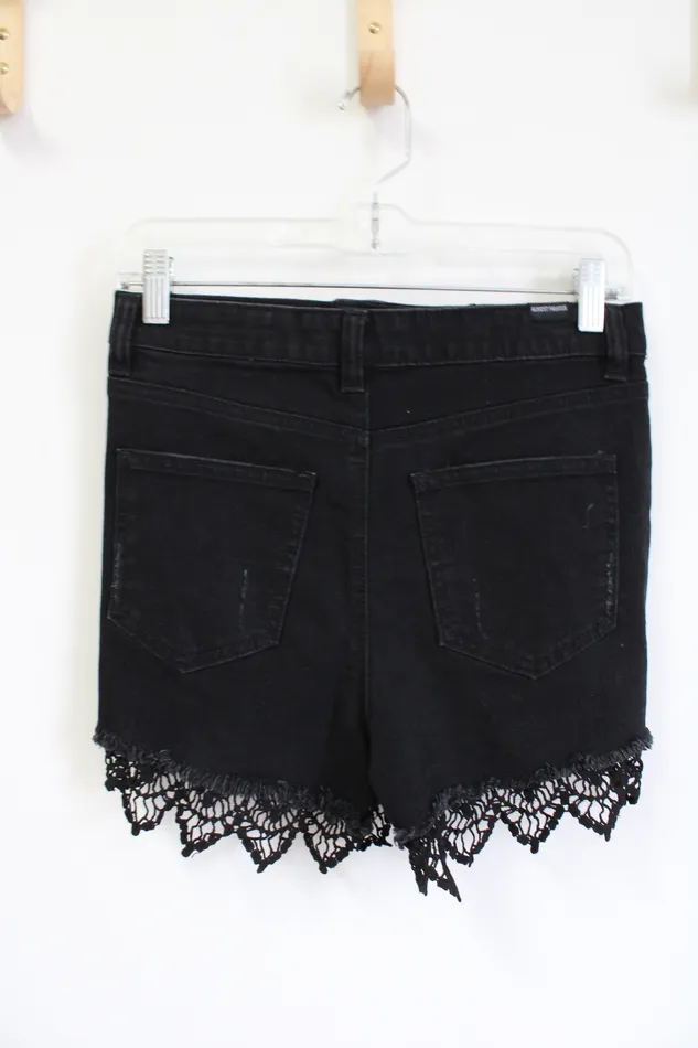 Almost Famous Rings Almost Famous Black Lace Bottom Distressed Shorts 5