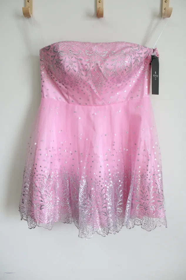 Alyce Earrings NEW Alyce Paris Pink Strapless Glitter Tulle 3510 Dress 12