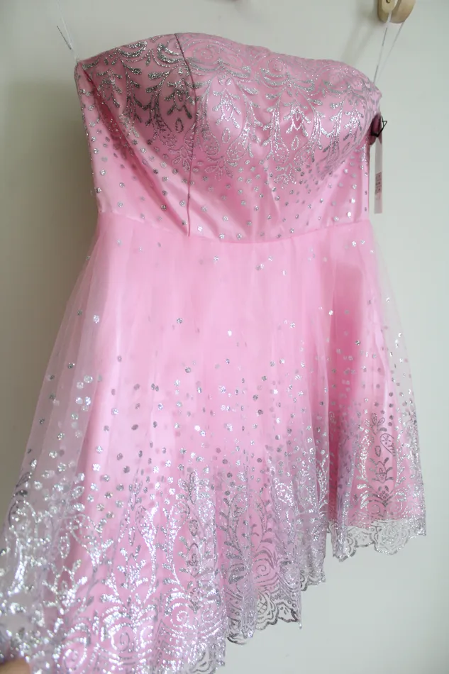 Alyce Earrings NEW Alyce Paris Pink Strapless Glitter Tulle 3510 Dress 12