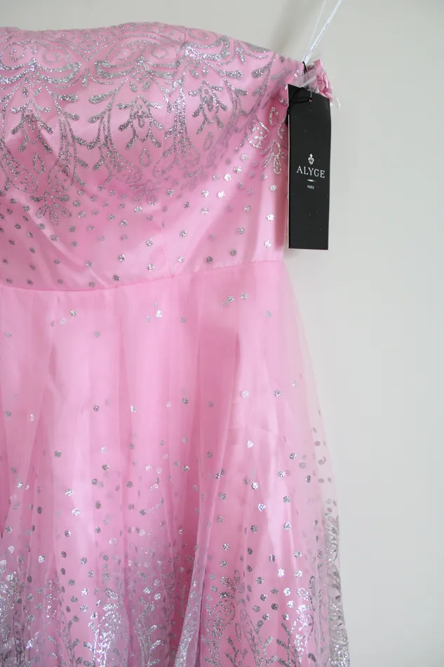 Alyce Earrings NEW Alyce Paris Pink Strapless Glitter Tulle 3510 Dress 12