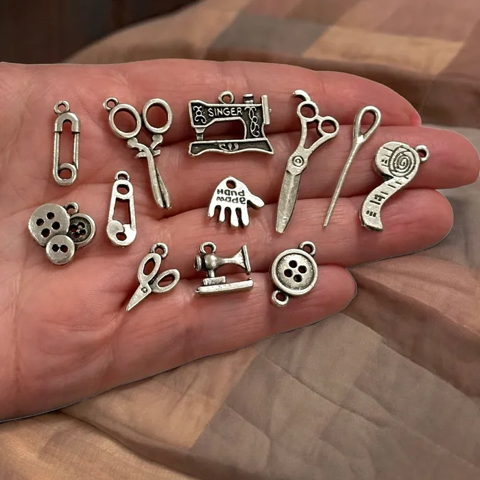 Antique Silver Plated Sewing Charms Collection 12 Charms in a pack Peppy Beads Earrings Antique Silver Plated Sewing Charms Collection 12 Charms in a pack Peppy Beads Earrings