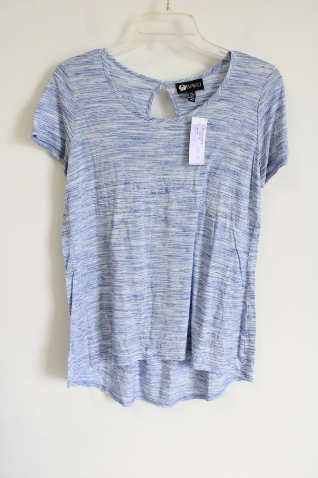 Baku Blue White Short Sleeved Top S Baku Rings