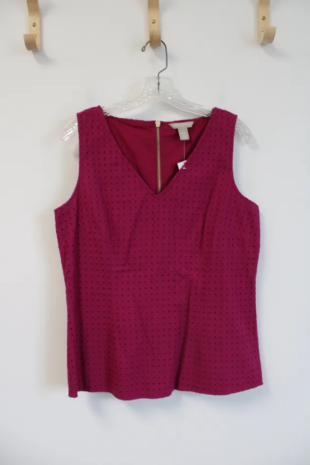 Banana Republic NEW Banana Republic Magenta Lace Eyelet Tank Top 10 Earrings