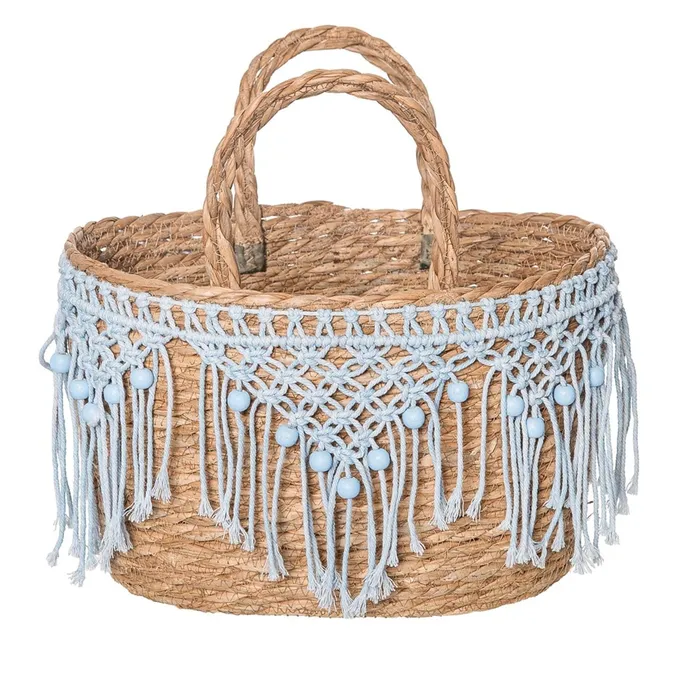 Beachcombers Seagrass Blue Macrame Basket THEBEACHCOMBER Rings