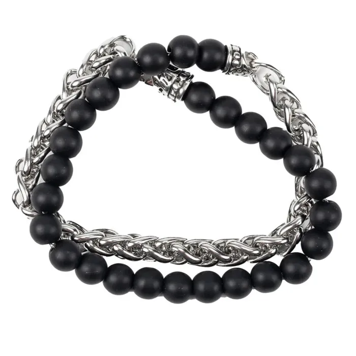 Bracelets BRAYDENMADMEN Mad Man Genuine Black Agate Stone Bracelet