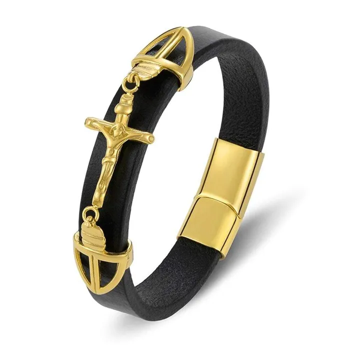 Bracelets Mens Cross Bracelet br Catholic Crucifix Lords Guidance
