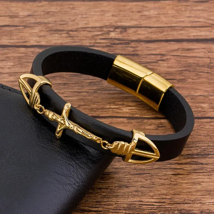 Bracelets Mens Cross Bracelet br Catholic Crucifix Lords Guidance