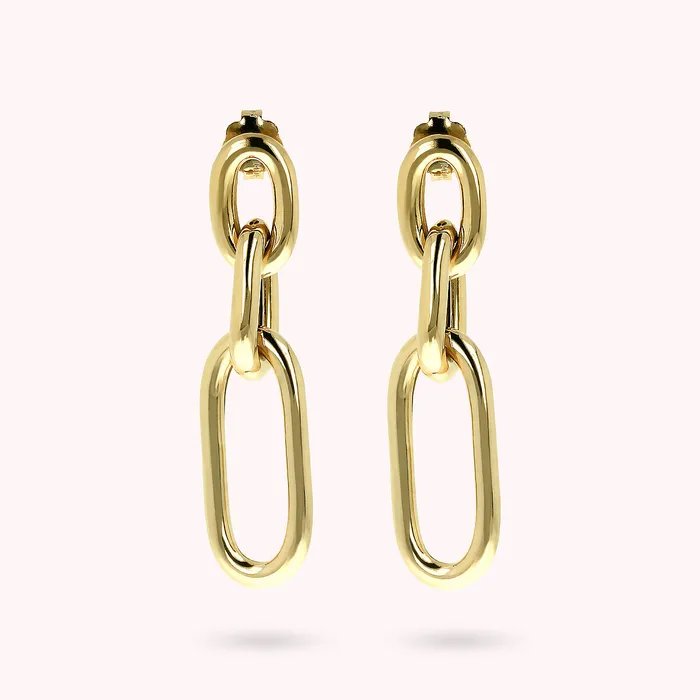 Bronzallure Earrings Orecchini Pendenti Golden con Maglie Alternate