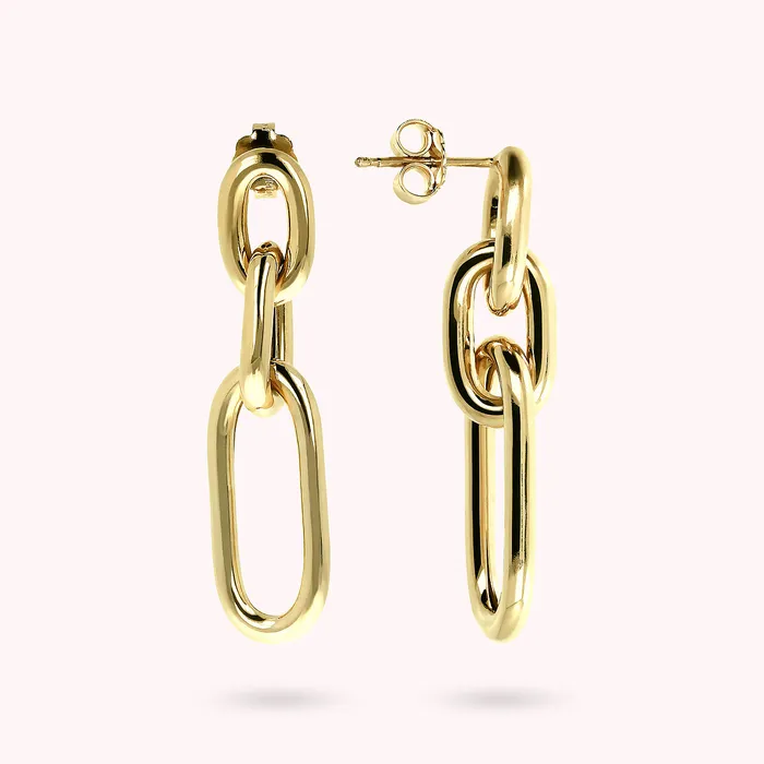 Bronzallure Earrings Orecchini Pendenti Golden con Maglie Alternate