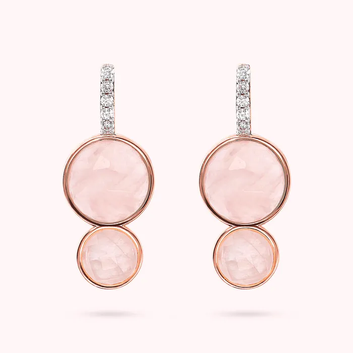 Bronzallure Orecchini Pendenti Graduati con Pietre Naturali Tonde e Pav Rings