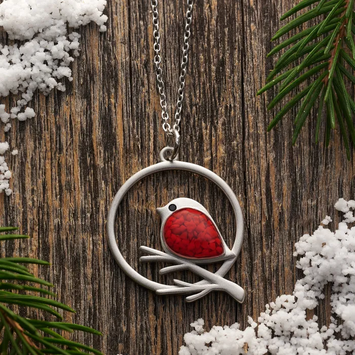 Chadds Ford Jewelry Necklaces Red Glass Birdie Branch Necklace