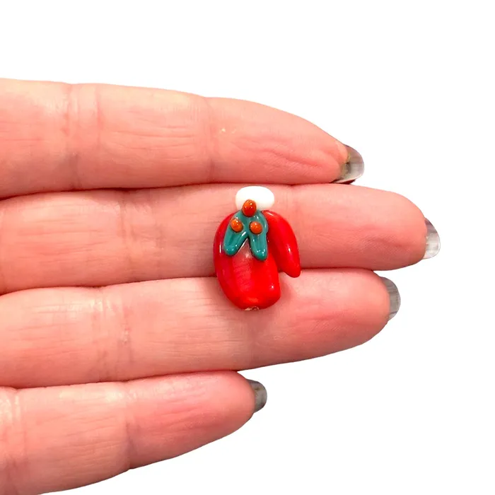 Charm Necklaces Peppy Beads Xmas Glove Hand Made Murano Glass Charm Vertical Hole Xmas Glove Charm Charm Necklaces Peppy Beads Xmas Glove Hand Made Murano Glass Charm Vertical Hole Xmas Glove Charm