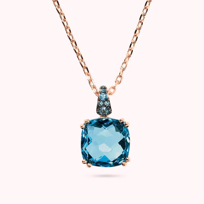 Collana Catena Rolo con Prisma Gem Quadrata e Pav Bronzallure Rings