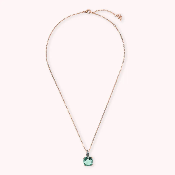 Collana Catena Rolo con Prisma Gem Quadrata e Pav Bronzallure Rings