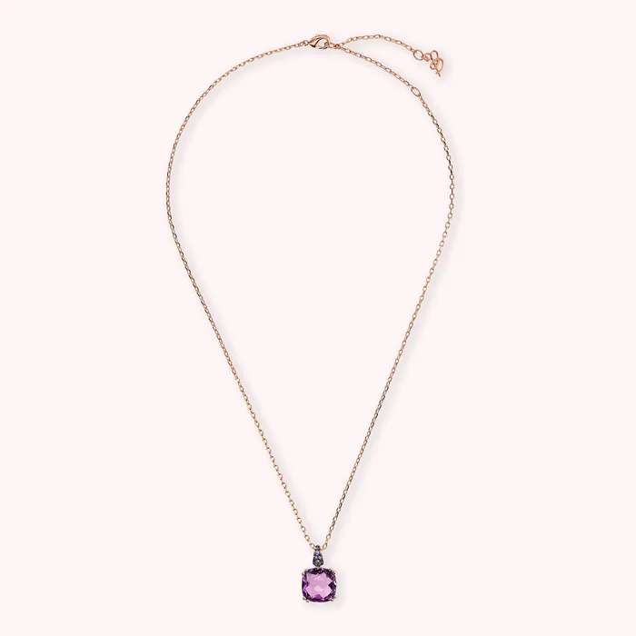 Collana Catena Rolo con Prisma Gem Quadrata e Pav Bronzallure Rings