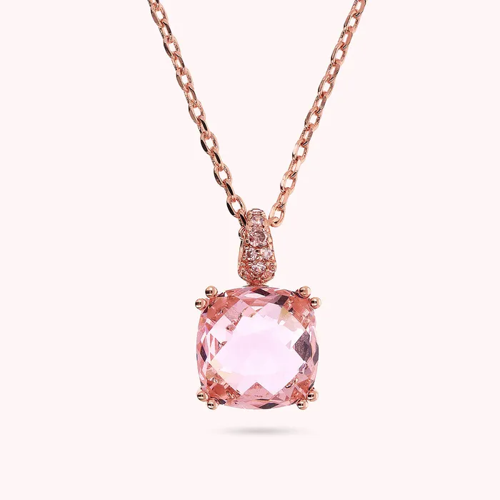 Collana Catena Rolo con Prisma Gem Quadrata e Pav Bronzallure Rings
