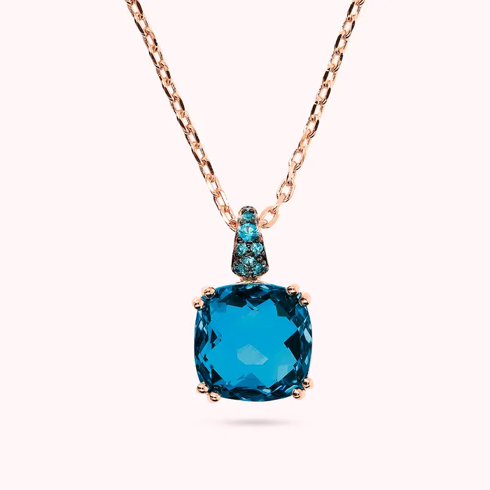 Collana Catena Rolo con Prisma Gem Quadrata e Pav Bronzallure Rings