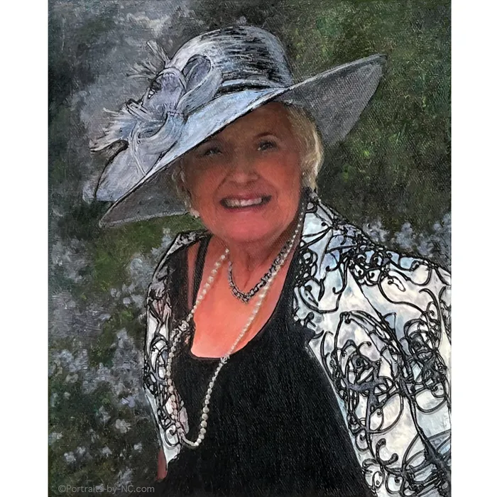 Custom Oil Portrait of Elderly Woman in Hat Portraits by NC Necklaces