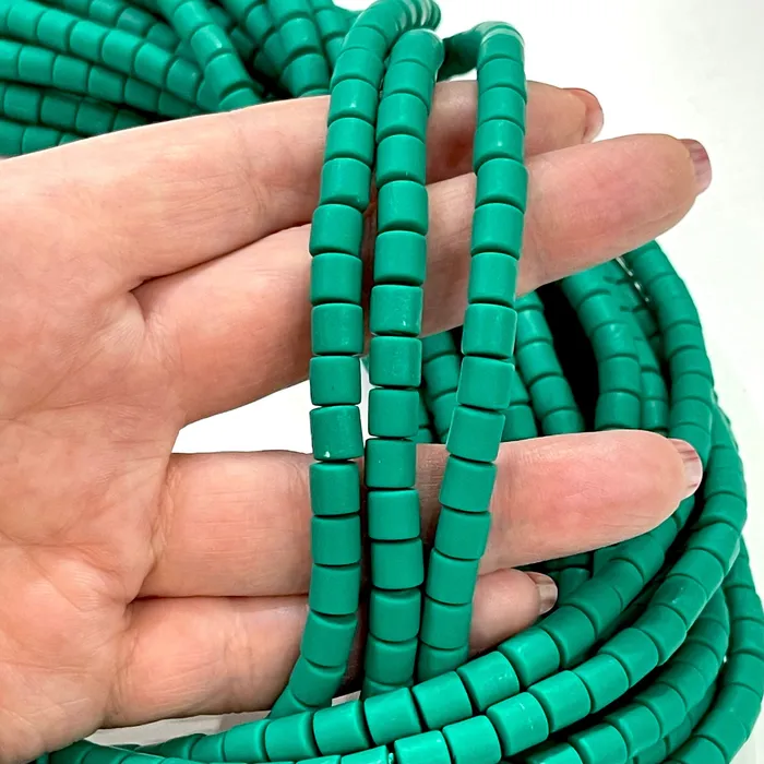 Dark Green Polymer Clay 6x6mm Beads 6mm Polymer Clay Spacers Peppy Beads Earrings