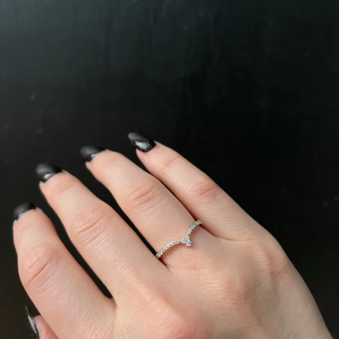 Diamond South Rings 14k White Gold and Diamond Pointed Curved Band