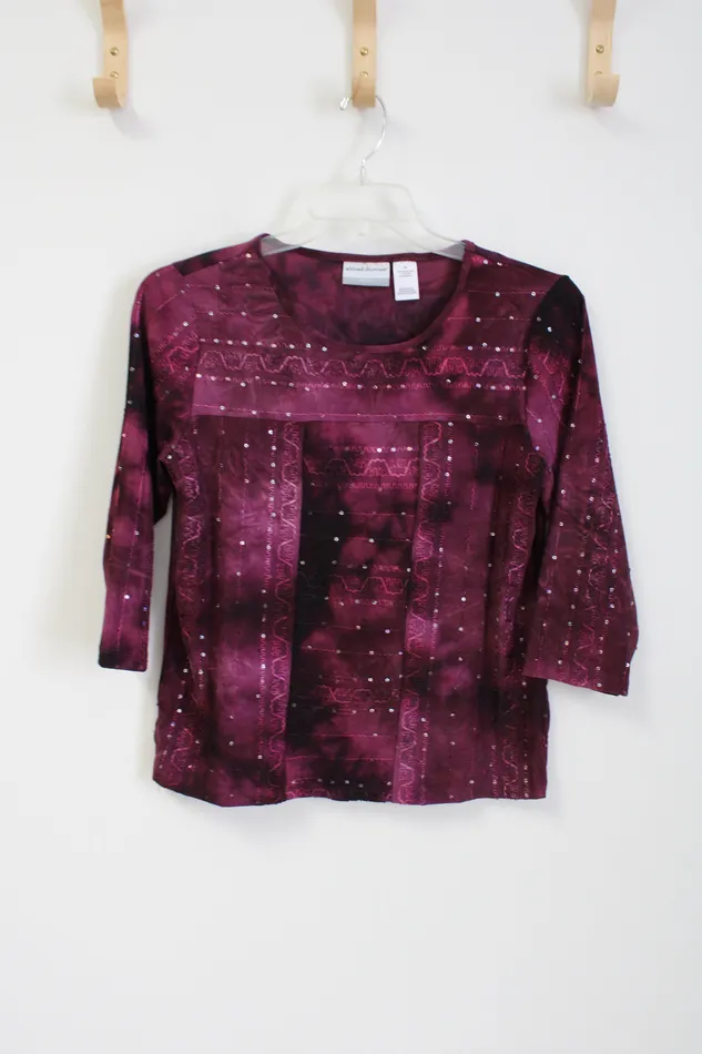Earrings Alfred Dunner Purple Embroidered Top S Petite Alfred Dunner