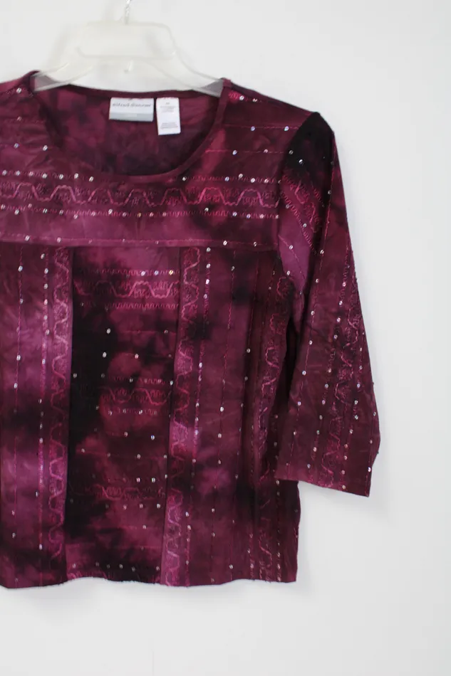 Earrings Alfred Dunner Purple Embroidered Top S Petite Alfred Dunner