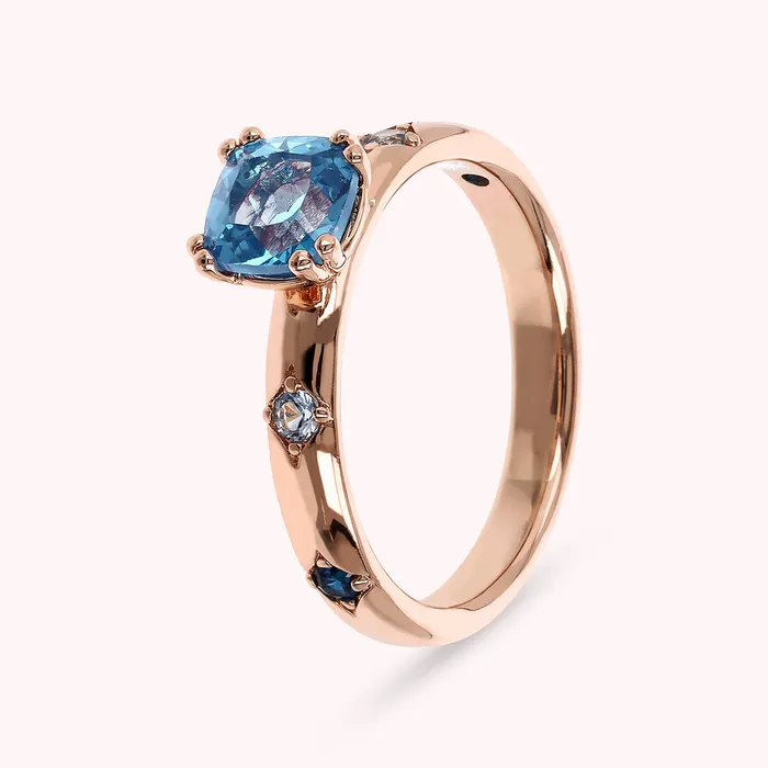 Earrings Anello Solitario toile con Prisma Gem Taglio a Cuscino Bronzallure