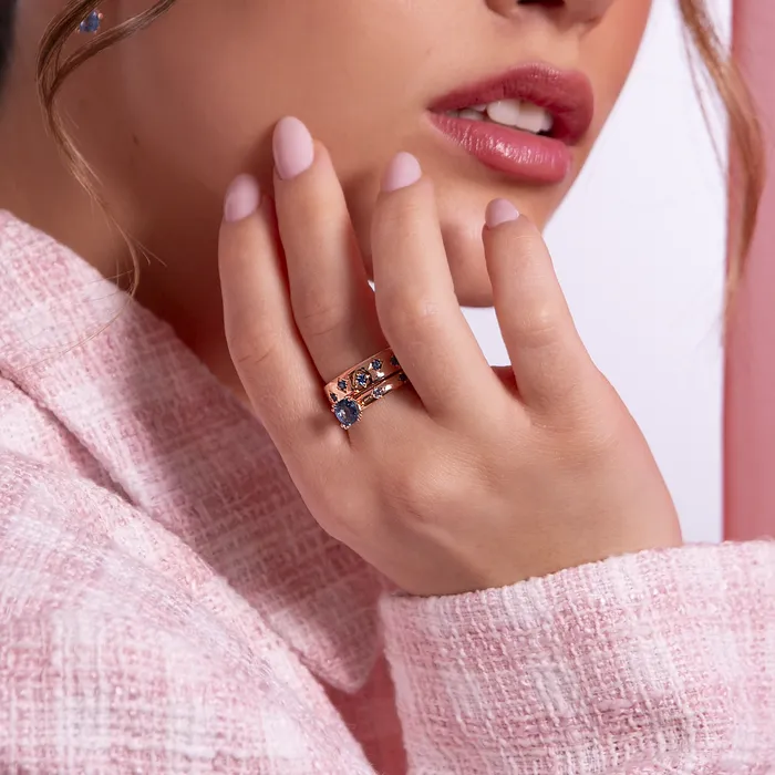 Earrings Anello Solitario toile con Prisma Gem Taglio a Cuscino Bronzallure