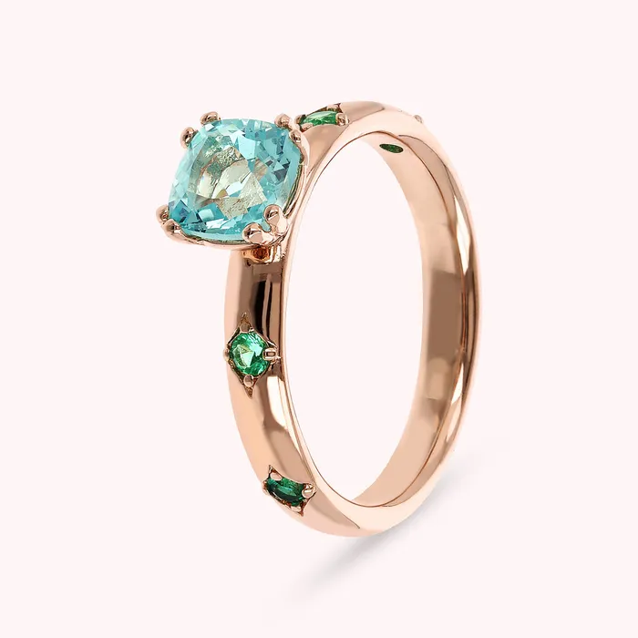 Earrings Anello Solitario toile con Prisma Gem Taglio a Cuscino Bronzallure