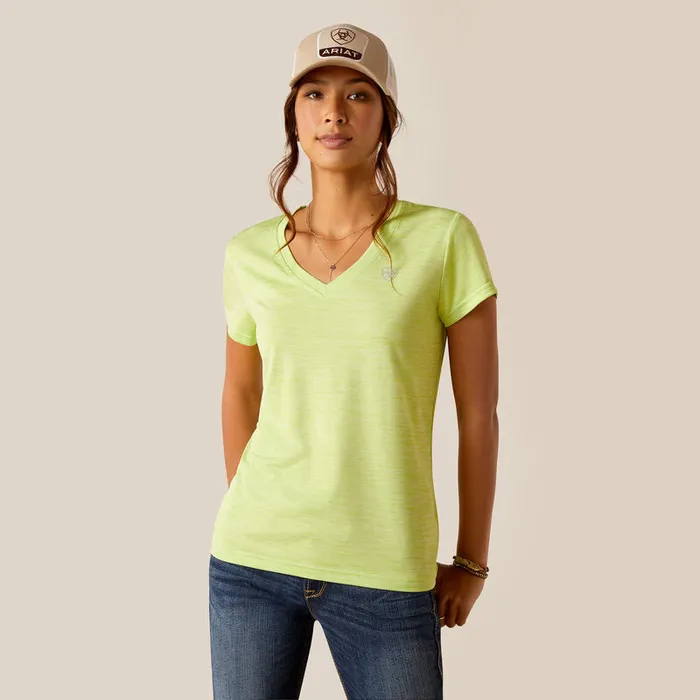Earrings ARIAT CLOTHING ARIAT WOMENS LAGUNA SHORT SLEEVE V NECK OPALINE GREEN