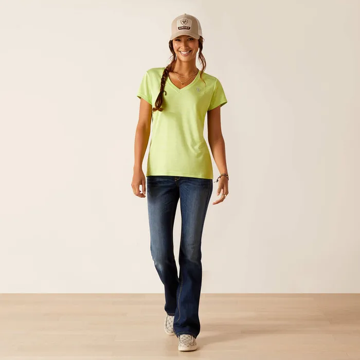 Earrings ARIAT CLOTHING ARIAT WOMENS LAGUNA SHORT SLEEVE V NECK OPALINE GREEN