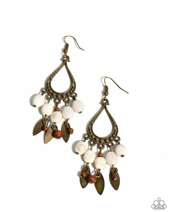 Earrings Paparazzi Accessories Adobe Air Brass