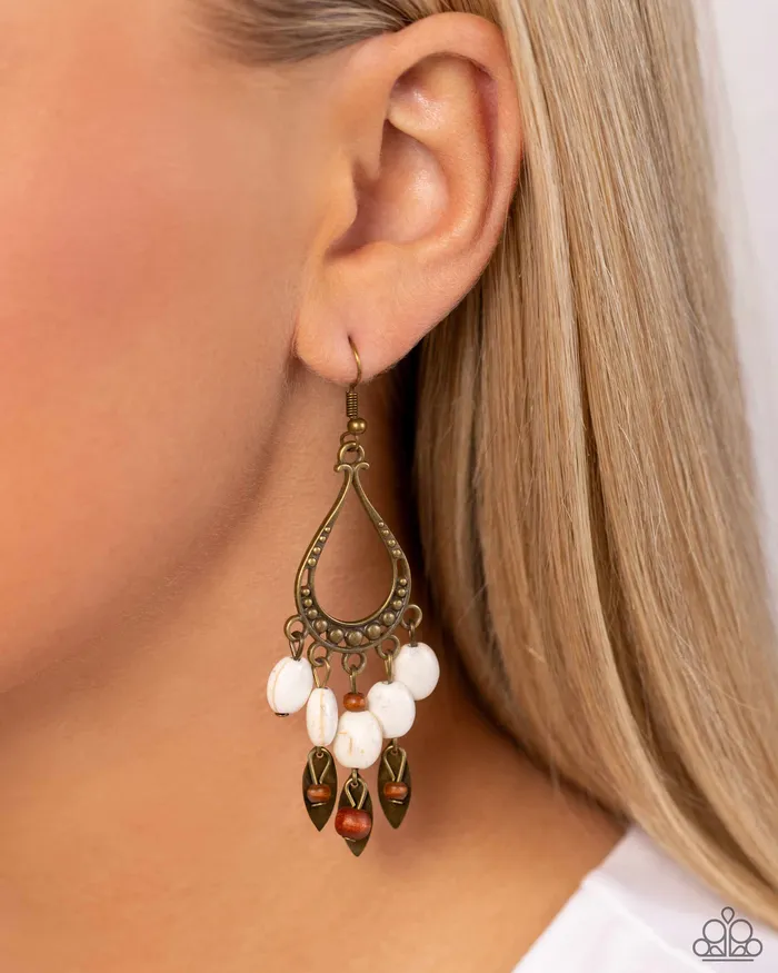 Earrings Paparazzi Accessories Adobe Air Brass