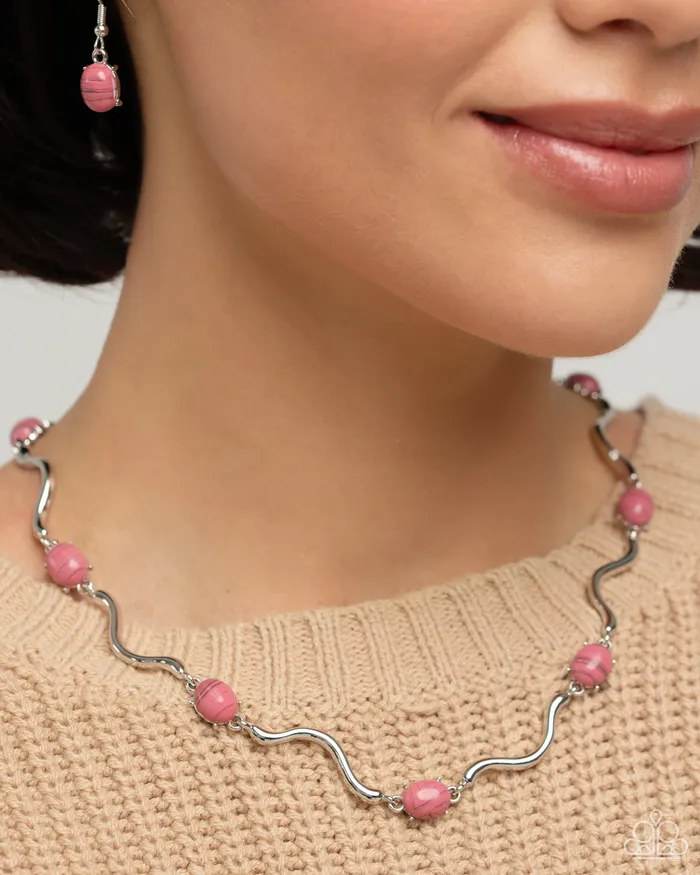 Earrings Paparazzi Accessories Striped Season Pink
