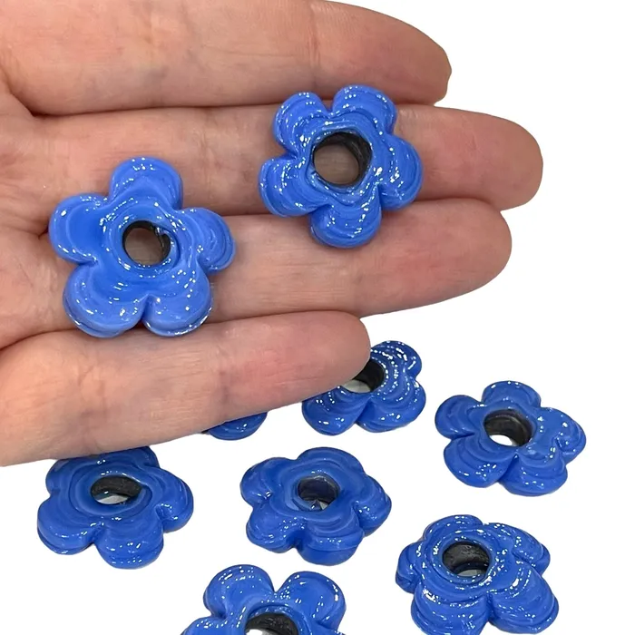 Earrings Peppy Beads Artisan Handmade Chunky Agate Blue Glass Flower Beads Size Between 20 25mm 2 pcs in a pack Earrings Peppy Beads Artisan Handmade Chunky Agate Blue Glass Flower Beads Size Between 20 25mm 2 pcs in a pack