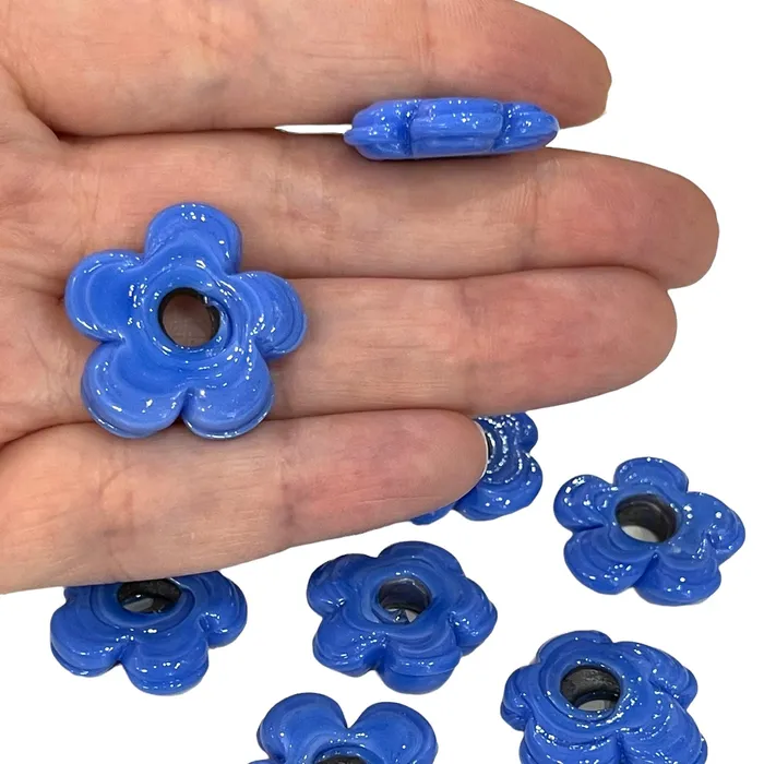 Earrings Peppy Beads Artisan Handmade Chunky Agate Blue Glass Flower Beads Size Between 20 25mm 2 pcs in a pack Earrings Peppy Beads Artisan Handmade Chunky Agate Blue Glass Flower Beads Size Between 20 25mm 2 pcs in a pack