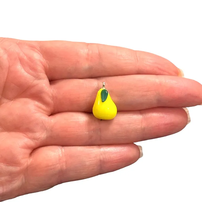 Earrings Peppy Beads Hand Made Murano Glass Pear Charm With 24Kt Gold Plated Pin