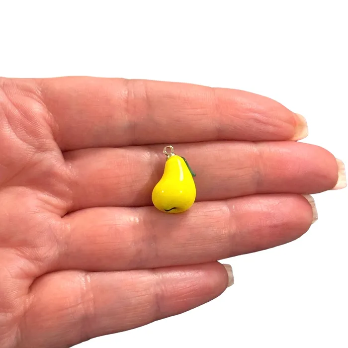 Earrings Peppy Beads Hand Made Murano Glass Pear Charm With 24Kt Gold Plated Pin Earrings Peppy Beads Hand Made Murano Glass Pear Charm With 24Kt Gold Plated Pin