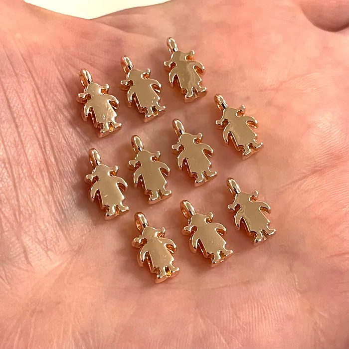 Earrings Peppy Beads Rose Gold Plated Girl Charms 10 pcs in a pack